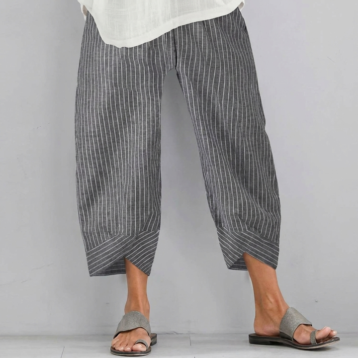 Effen loszittende casual capribroek dames