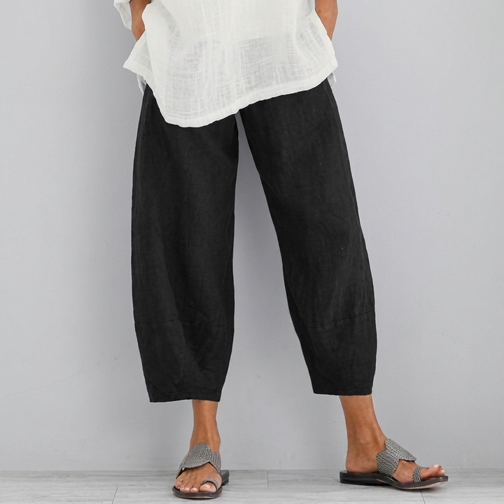 Effen loszittende casual capribroek dames