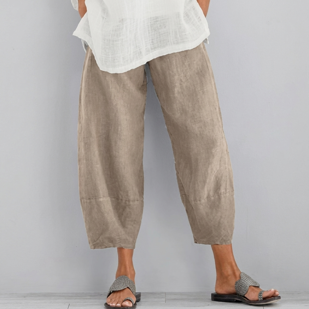 Effen loszittende casual capribroek dames