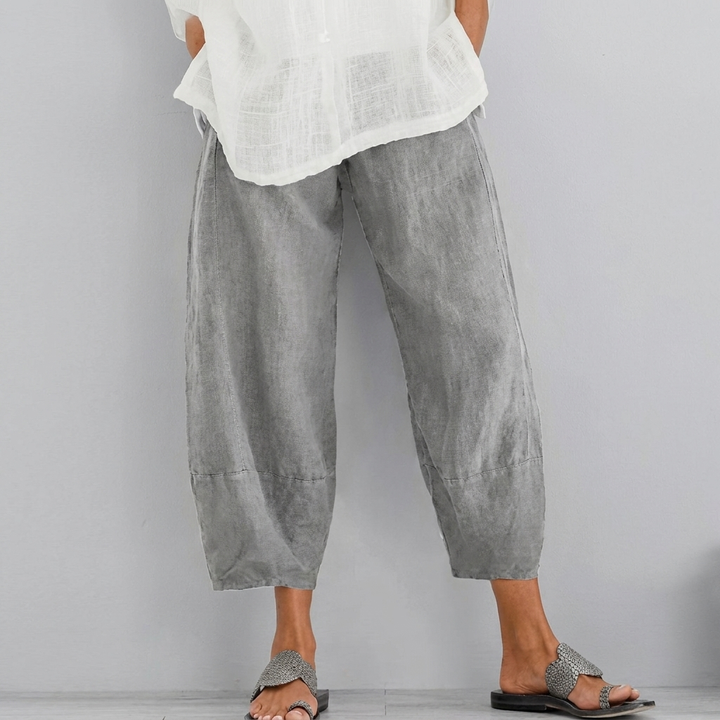 Effen loszittende casual capribroek dames