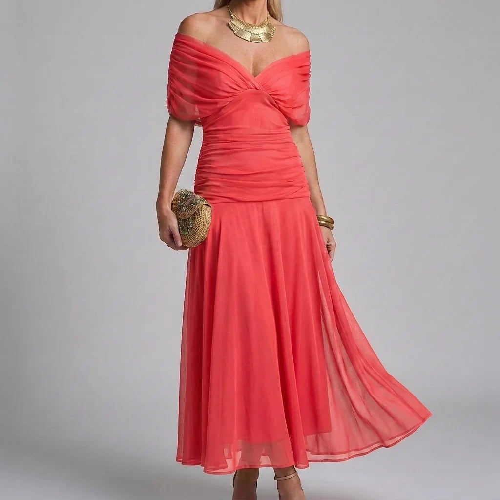 Casual maxi-jurk met V-hals en A-lijn model voor dames