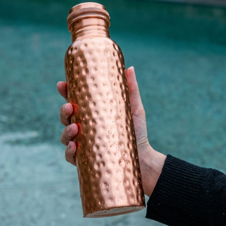 Lekvrije fitnesswaterfles van puur koper