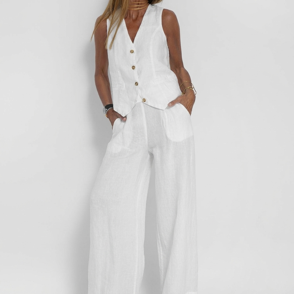 Set van vest en wijde pantalon