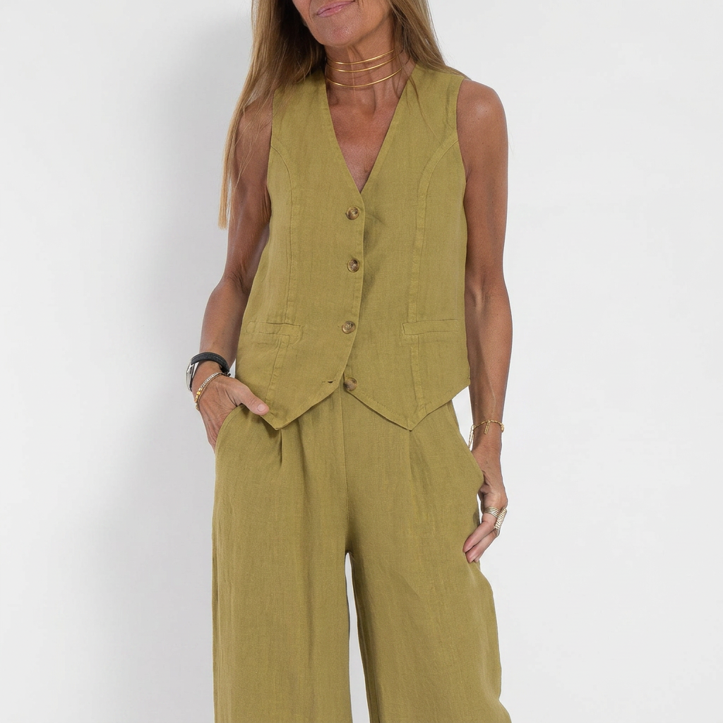 Set van vest en wijde pantalon