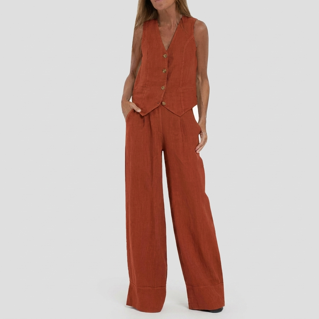 Set van vest en wijde pantalon