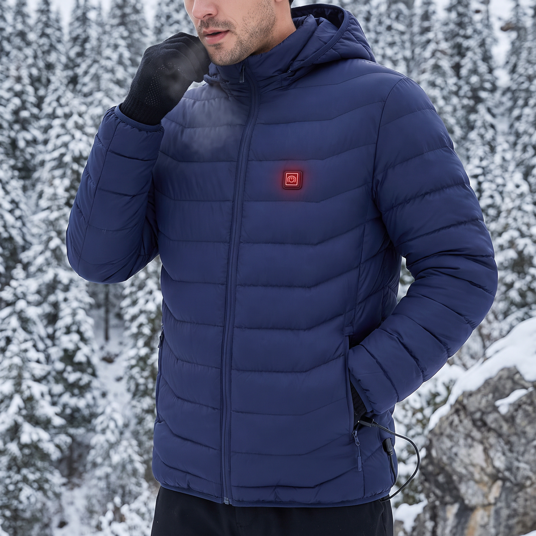 Verwarmde unisex jas met 9 warmtezones en afneembare capuchon