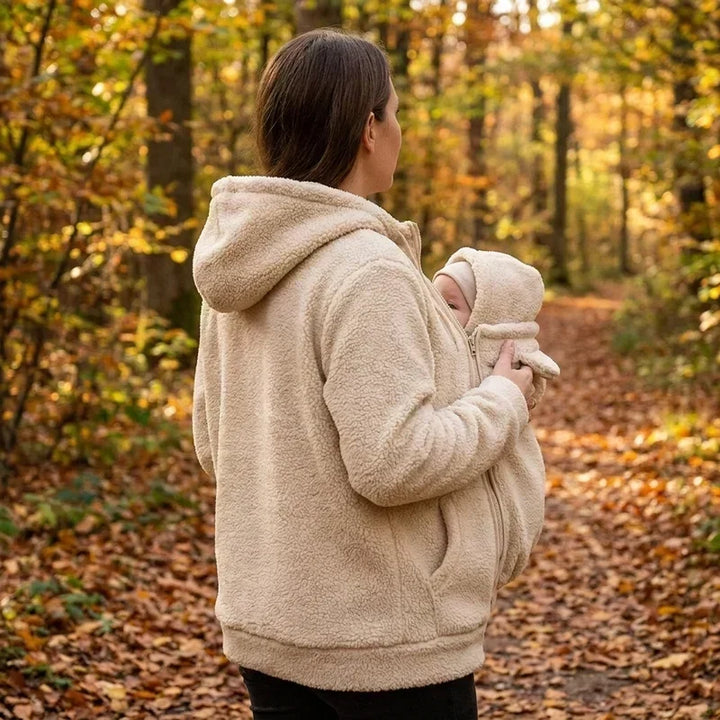 Zachte fleece-hoodie voor babydragen met voorzak