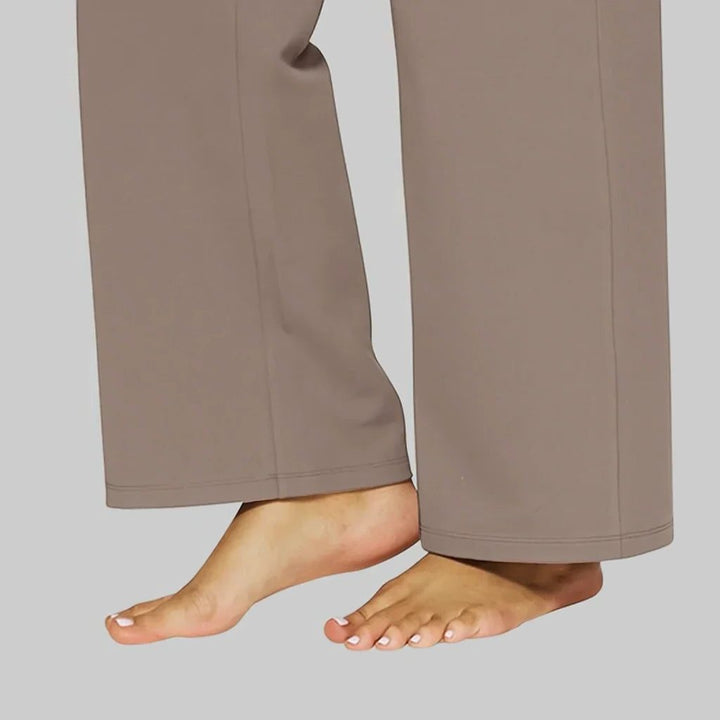Stretchbroek met hoge taille en wijde pijpen voor dames