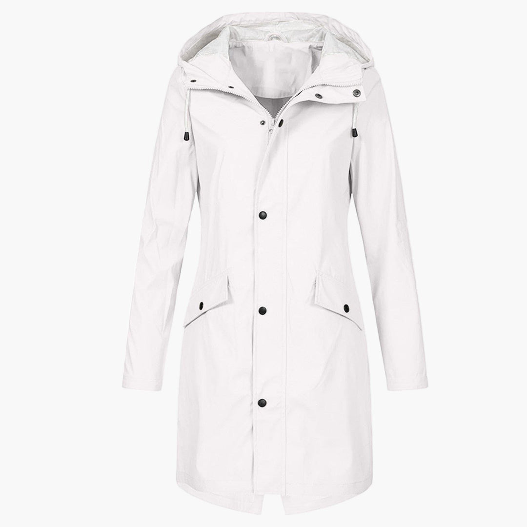 Lange regenjas met capuchon voor dames
