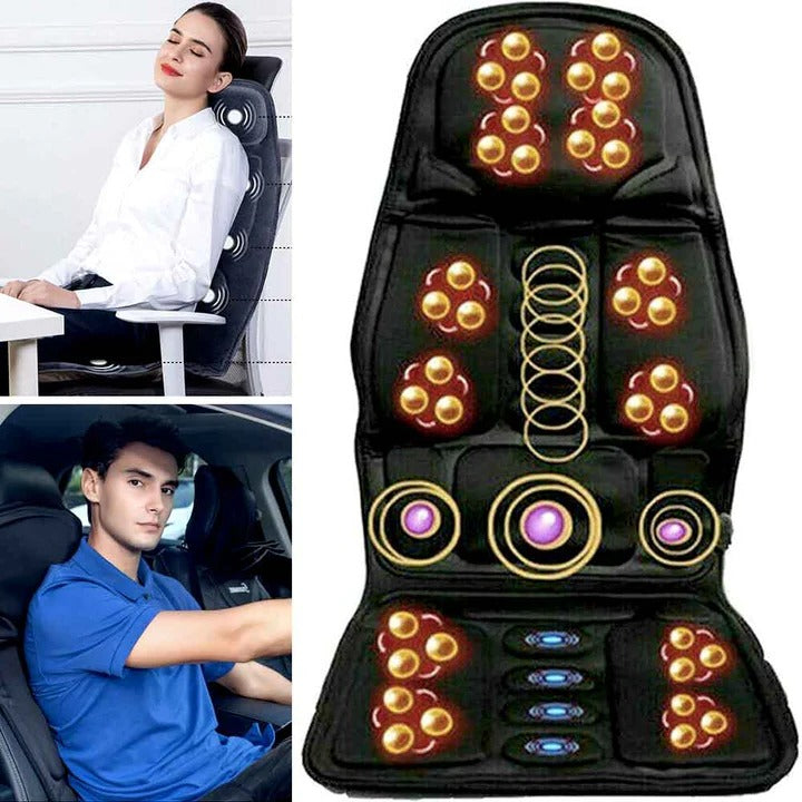 Massagekussen voor je stoel met vibratie en warm nekkussen