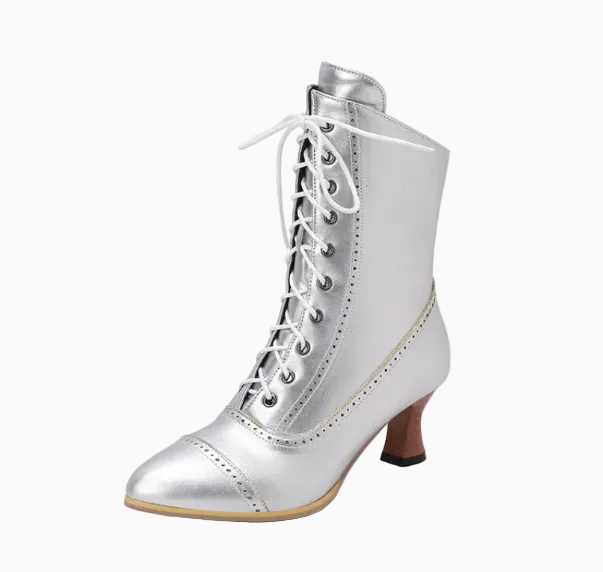 Dames Veterlaarsjes Retro Stijl – Vintage Enkellaarzen met Hak
