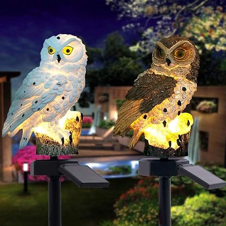Uilen-tuinlamp op zonne-energie met warmwitte led, waterdicht IP65, 45 cm