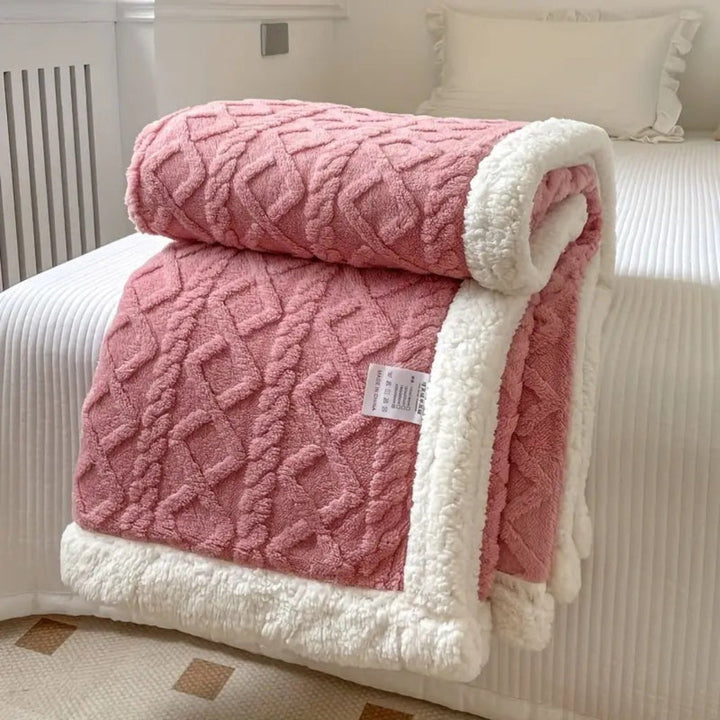 Diamond knit sherpa deken