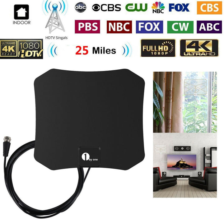 Binnenantenne voor tv, digitaal HDTV, plat, coaxkabel, voor wandmontage of opplakken