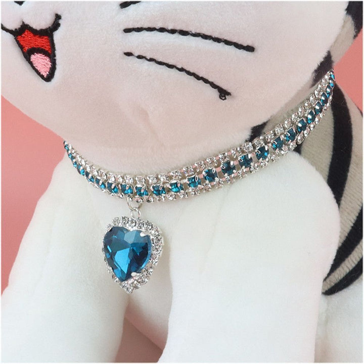 Luxe Kat | Luxe Kristallen Kattenhalsband met Reflecterende Hartvormige Hanger
