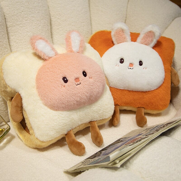 Zachte pluche handwarmer als toast met schattig dier