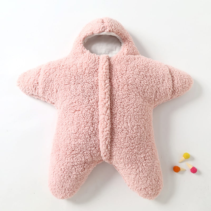 Babyslaapzak voor kinderen met capuchon in zeesterrenvorm, pasgeboren sherpafleece en wollen baby