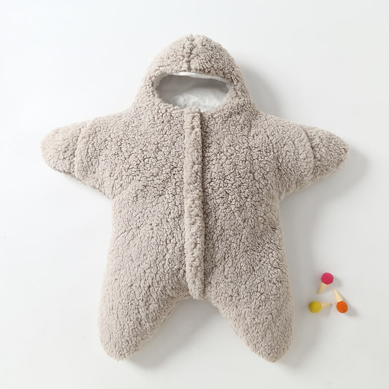 Babyslaapzak voor kinderen met capuchon in zeesterrenvorm, pasgeboren sherpafleece en wollen baby