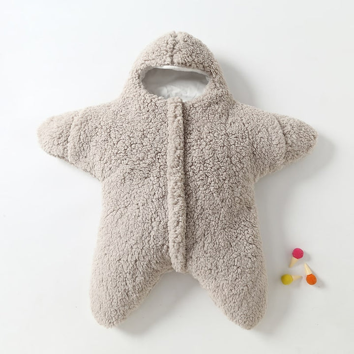 Babyslaapzak voor kinderen met capuchon in zeesterrenvorm, pasgeboren sherpafleece en wollen baby