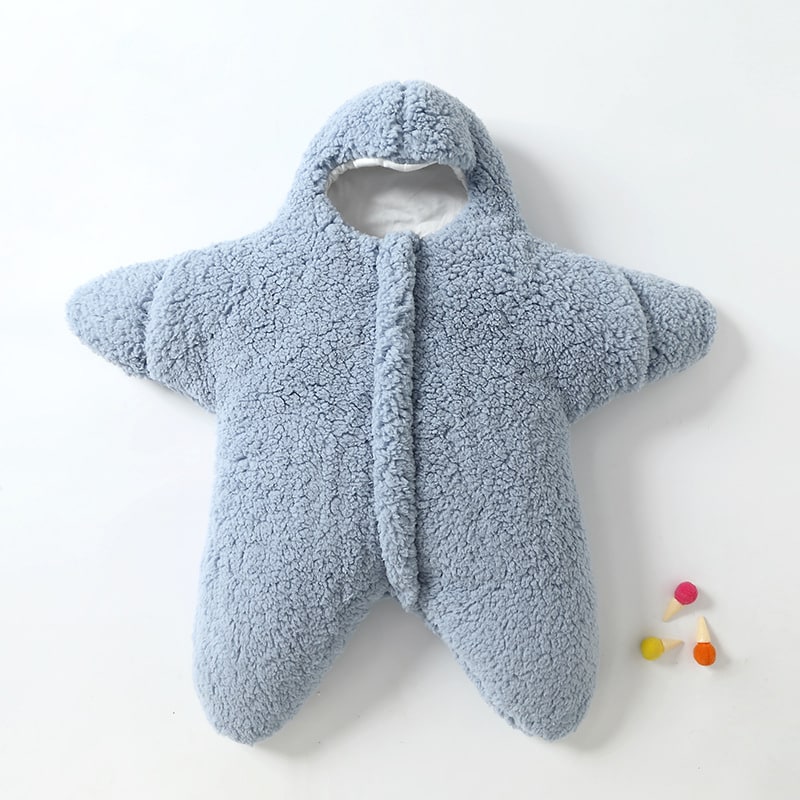 Babyslaapzak voor kinderen met capuchon in zeesterrenvorm, pasgeboren sherpafleece en wollen baby