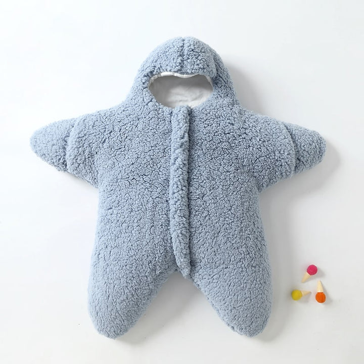 Babyslaapzak voor kinderen met capuchon in zeesterrenvorm, pasgeboren sherpafleece en wollen baby