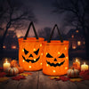 Kinder-Halloween snoeptas en trick-or-treat herbruikbaar met LED-pompoenlampjes en handvatten als feestcadeautje