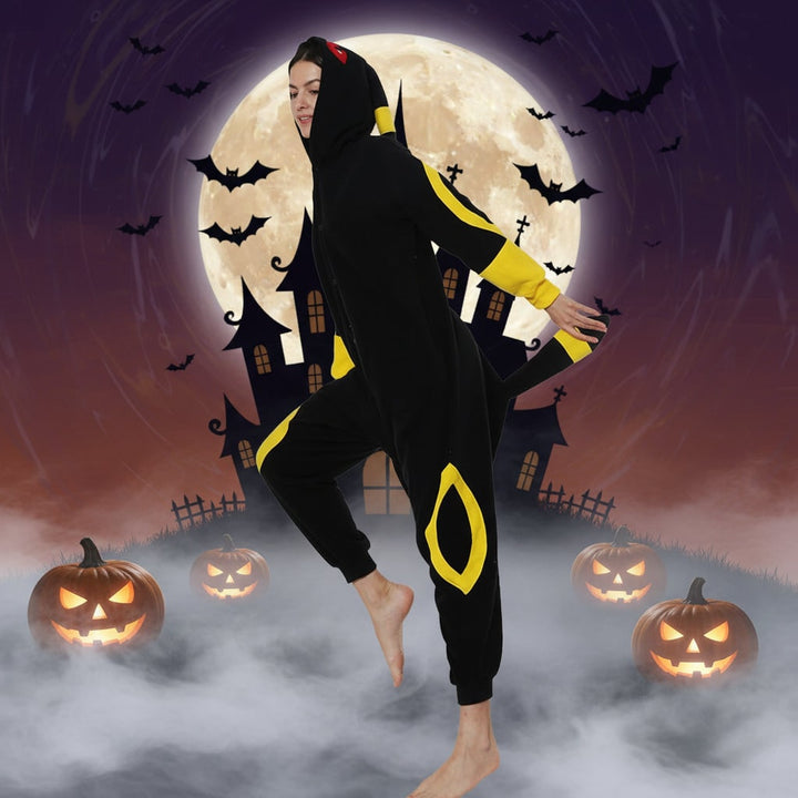 Halloween onesie-pyjama voor kinderen met personagekap en fleece voor kostuumfeest