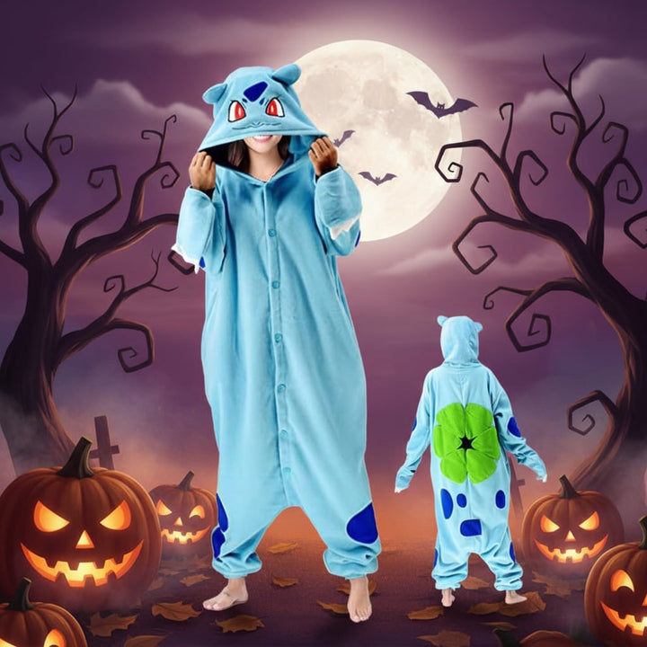 Halloween onesie-pyjama voor kinderen met personagekap en fleece voor kostuumfeest