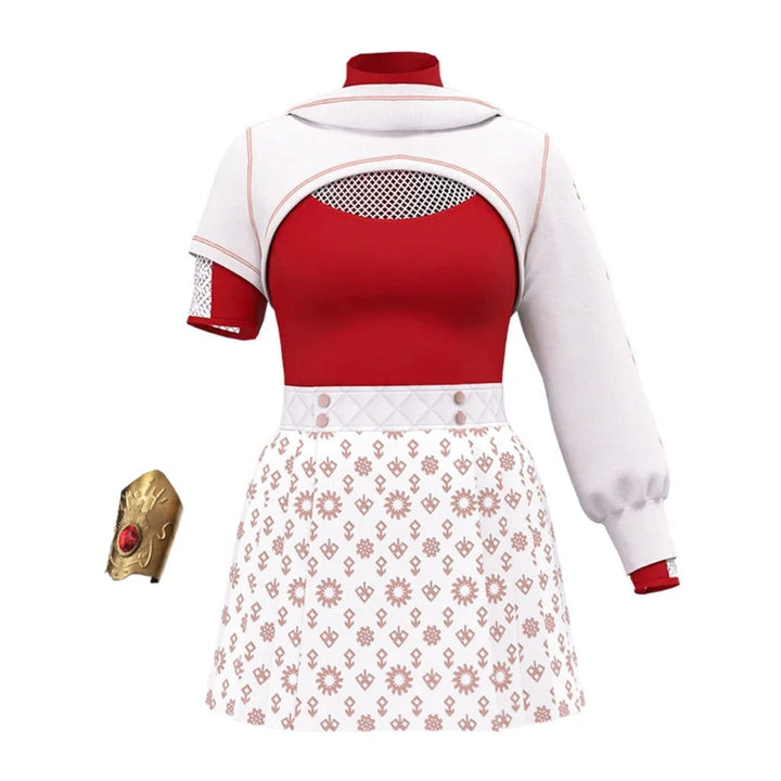 Halloween cosplay anime-kostuum voor kinderen met rode top met hoge hals en plooirok, synthetisch
