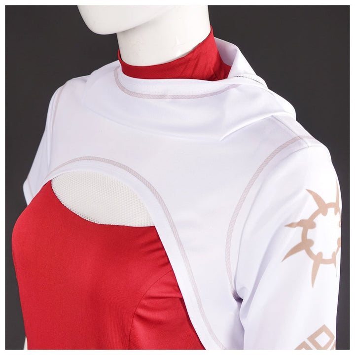 Halloween cosplay anime-kostuum voor kinderen met rode top met hoge hals en plooirok, synthetisch