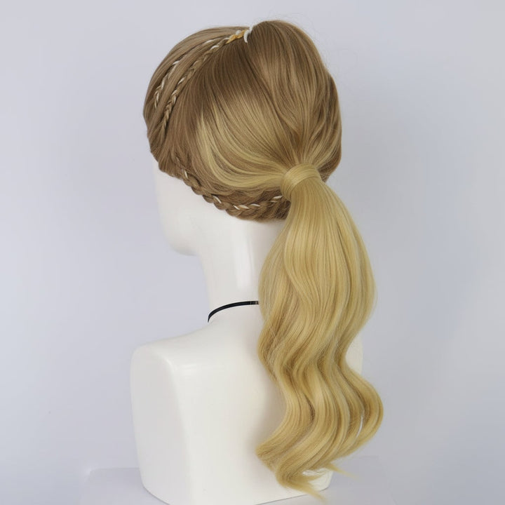 Halloween cosplaykostuum voor kinderen, jumpsuit met asymmetrische mouwen, gouden polsmanchet, blond
