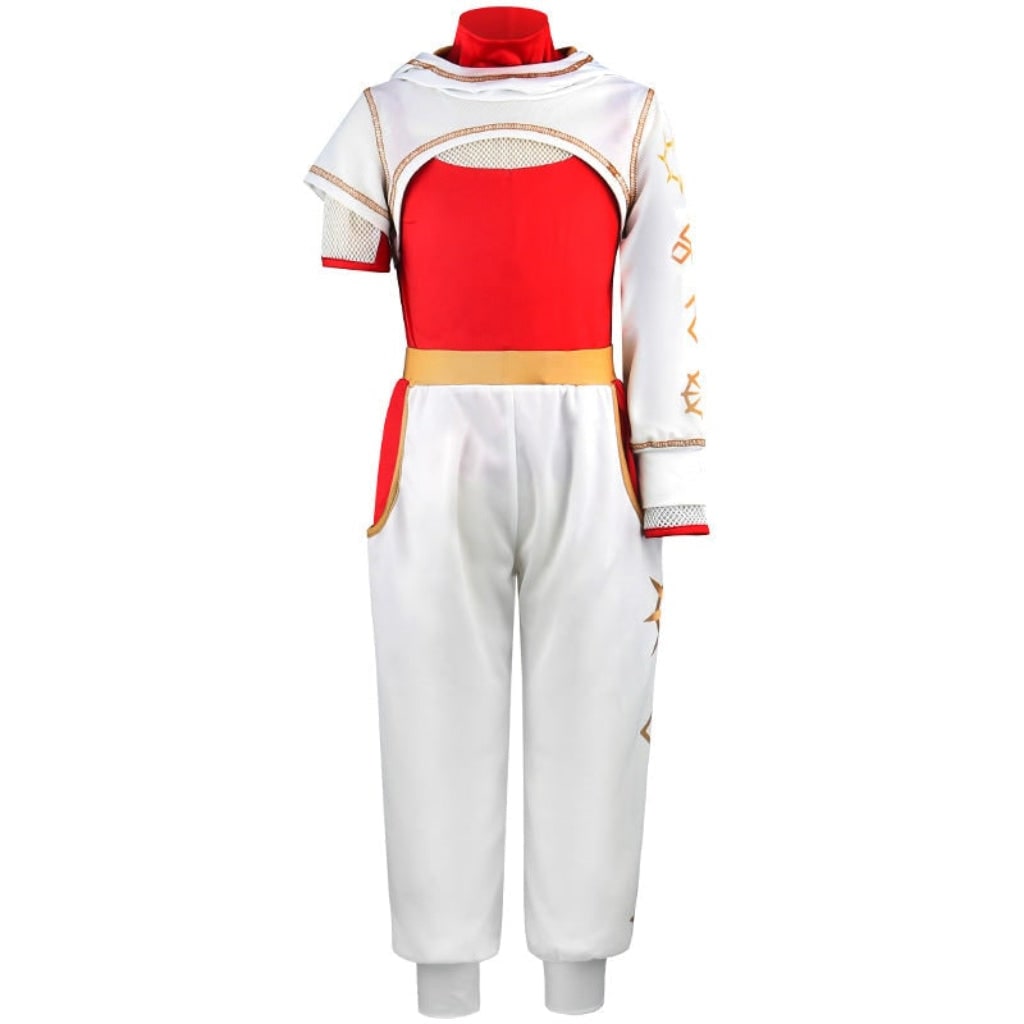 Halloween cosplaykostuum voor kinderen, jumpsuit met asymmetrische mouwen, gouden polsmanchet, blond