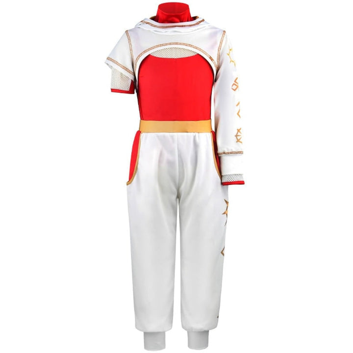 Halloween cosplaykostuum voor kinderen, jumpsuit met asymmetrische mouwen, gouden polsmanchet, blond