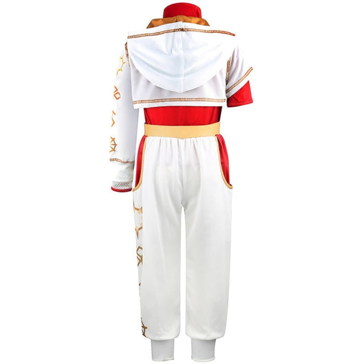 Halloween cosplaykostuum voor kinderen, jumpsuit met asymmetrische mouwen, gouden polsmanchet, blond