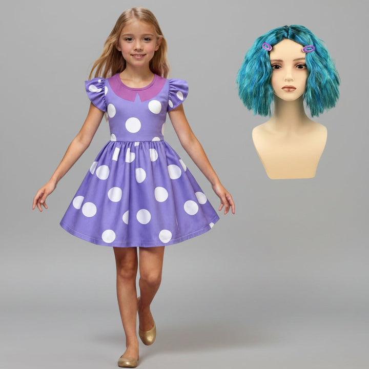 Halloween kostuums voor kinderen, prinsessenjurk met stippenpatroon en vlindermouwen