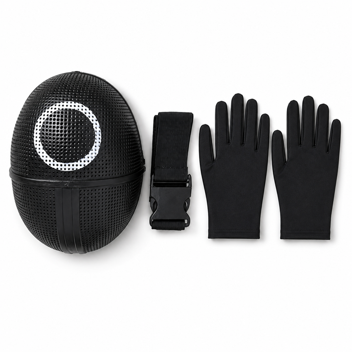 Kinder-Halloween jumpsuitkostuum met capuchon, mesh masker en handschoenen voor trick-or-treat
