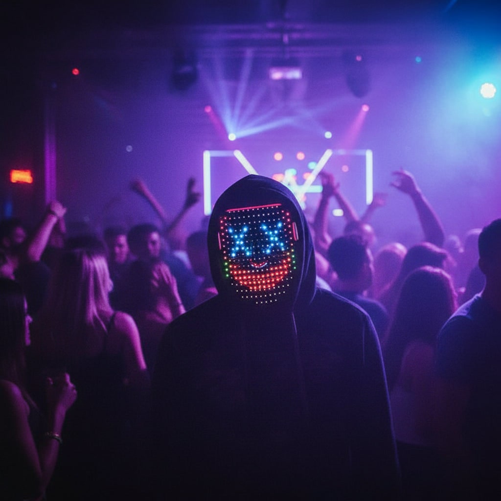 Halloween rood licht LED-masker voor kinderen met gebarenbediening voor feestkostuum en thuisgebruik