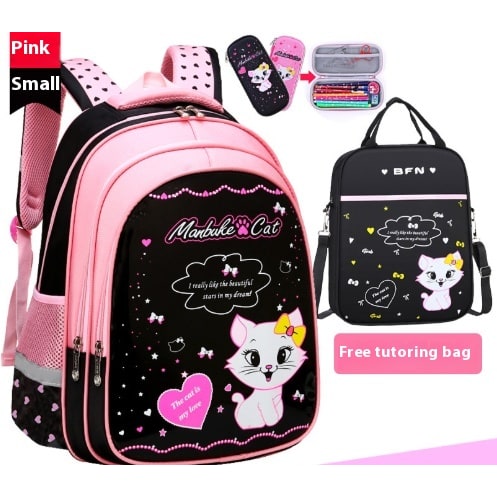 Kinderrugzak met lunchbox set met bijpassend etui cartoonkat print waterdicht en tas combo