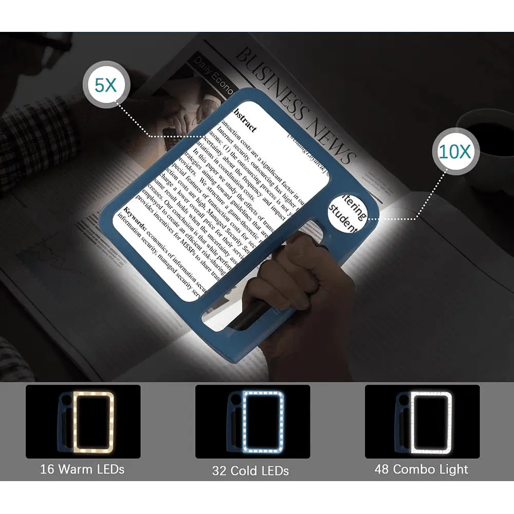 LED-vergrootglas met licht en handheld ontwerp om te lezen met dubbele lenzen