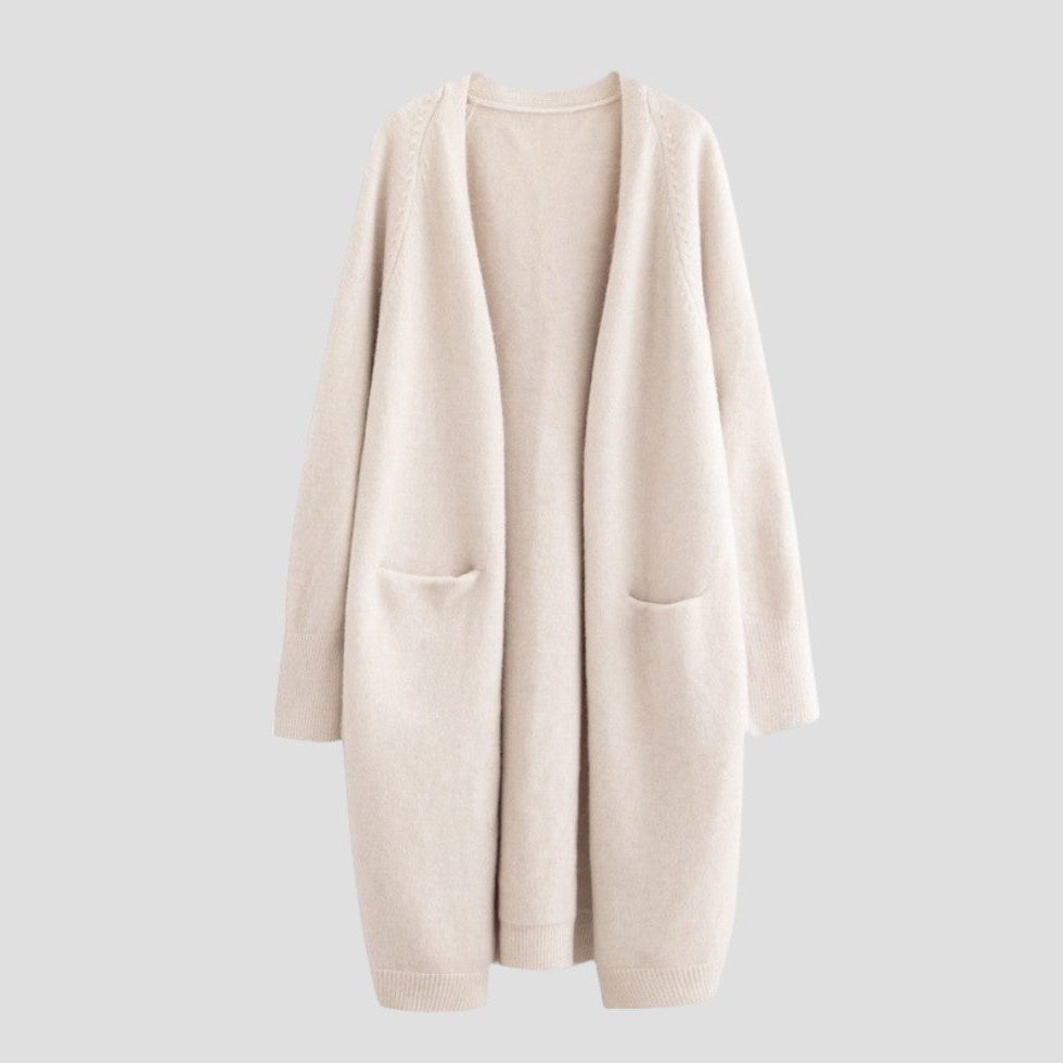 Lang open cashmere vest voor dames