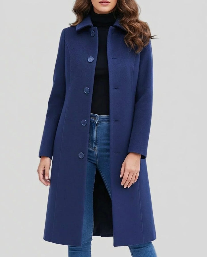 Lange trenchcoat met enkele knoopsluiting en kraag voor dames