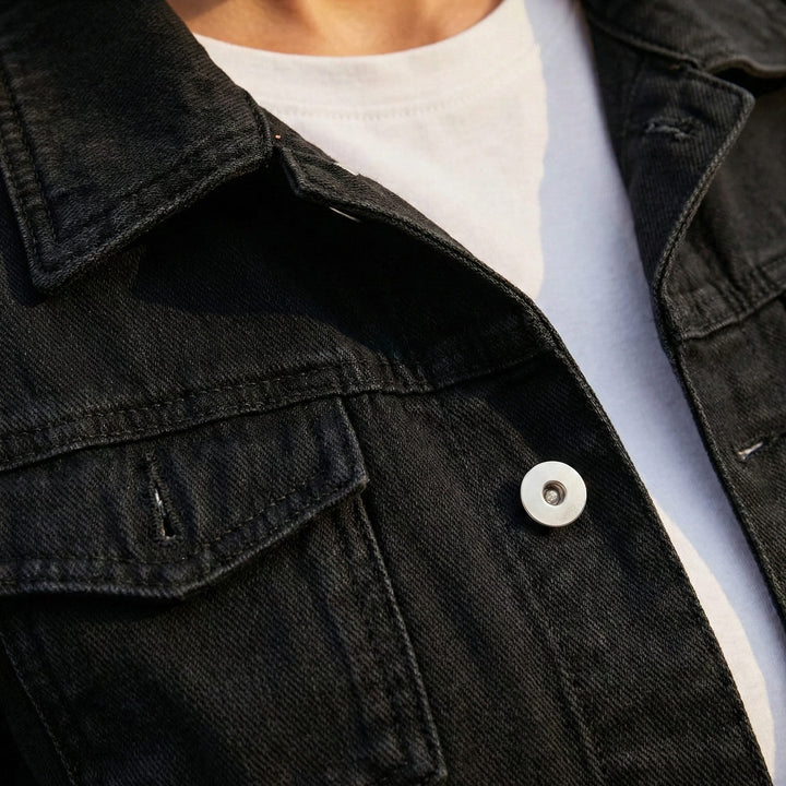 Denim jasje met knoopsluiting, reverskraag en lange mouwen voor dames