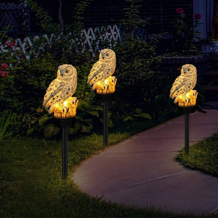 Uilen-tuinlamp op zonne-energie met warmwitte led, waterdicht IP65, 45 cm