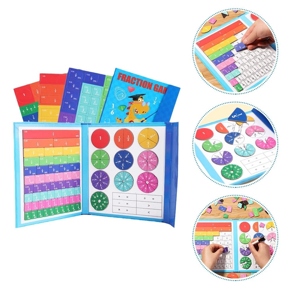 Magnetische breukentegels en cirkels met afveegbaar boek en uitwisbare marker