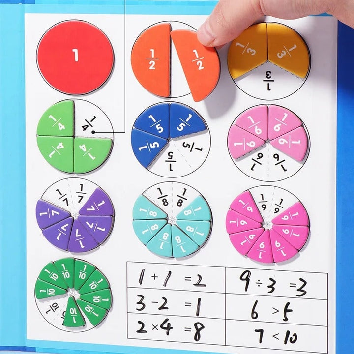 Magnetische breukentegels en cirkels met afveegbaar boek en uitwisbare marker
