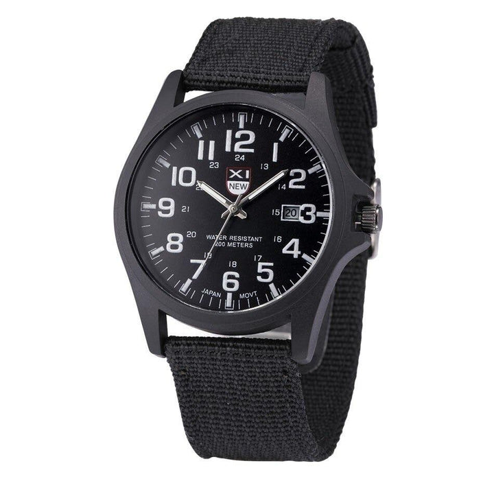 Veldhorloge voor heren, tactisch analoog met nylon band en militaire schaal voor outdooravonturen