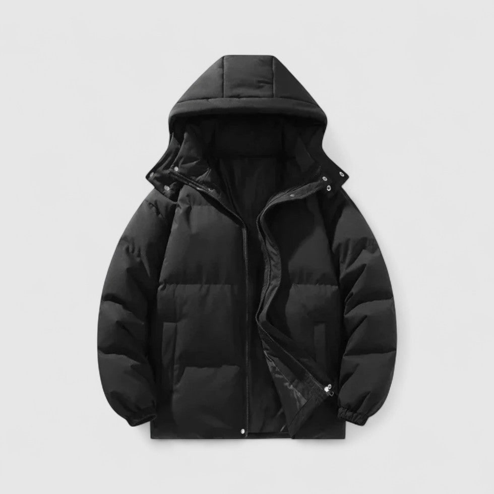 Heren puffer jas met afneembare capuchon en gewatteerd ontwerp