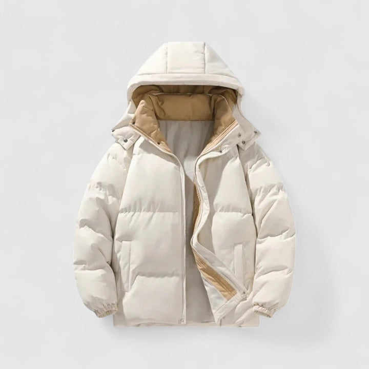 Heren puffer jas met afneembare capuchon en gewatteerd ontwerp