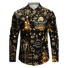 Wit herenoverhemd met knoopsluiting, kerstprint en klassieke kraag voor Kerstmis