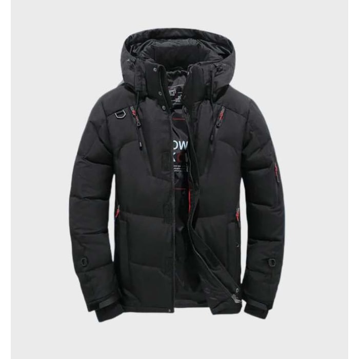 Heren winterjas met capuchon, puffer-model met gewatteerde isolatie en ritszakken